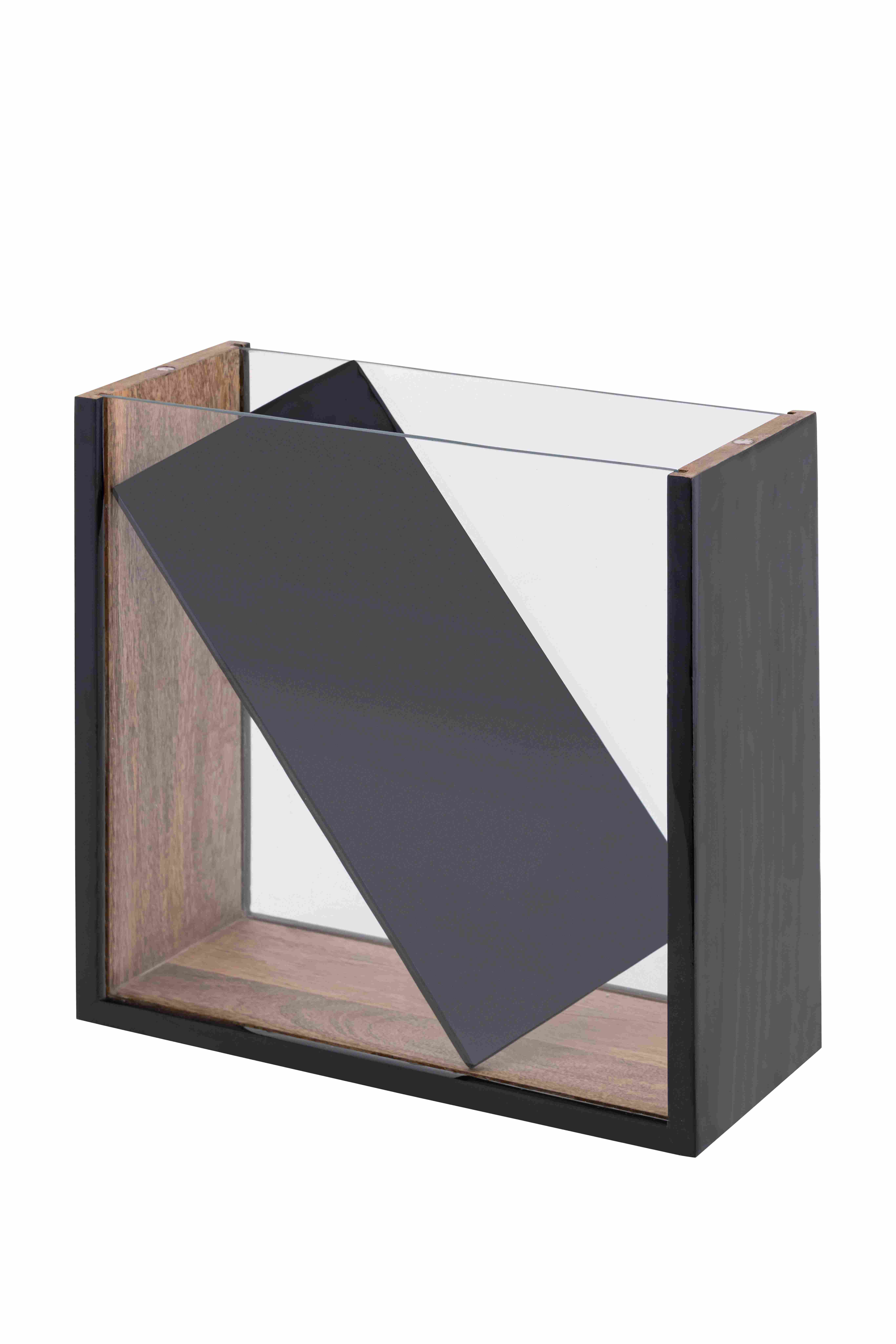 Semantob Black Display case - Enamel Finished Wood With Glass Panels